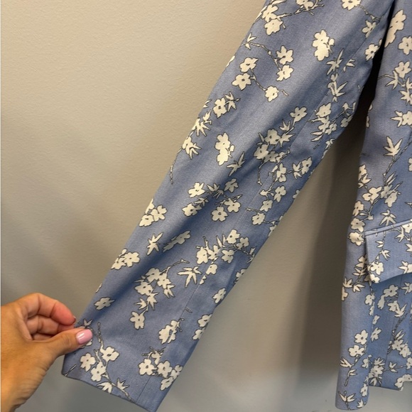 NWOT Talbots size 6 blazer Floral jacquard Jacket Blue White - Picture 8 of 14